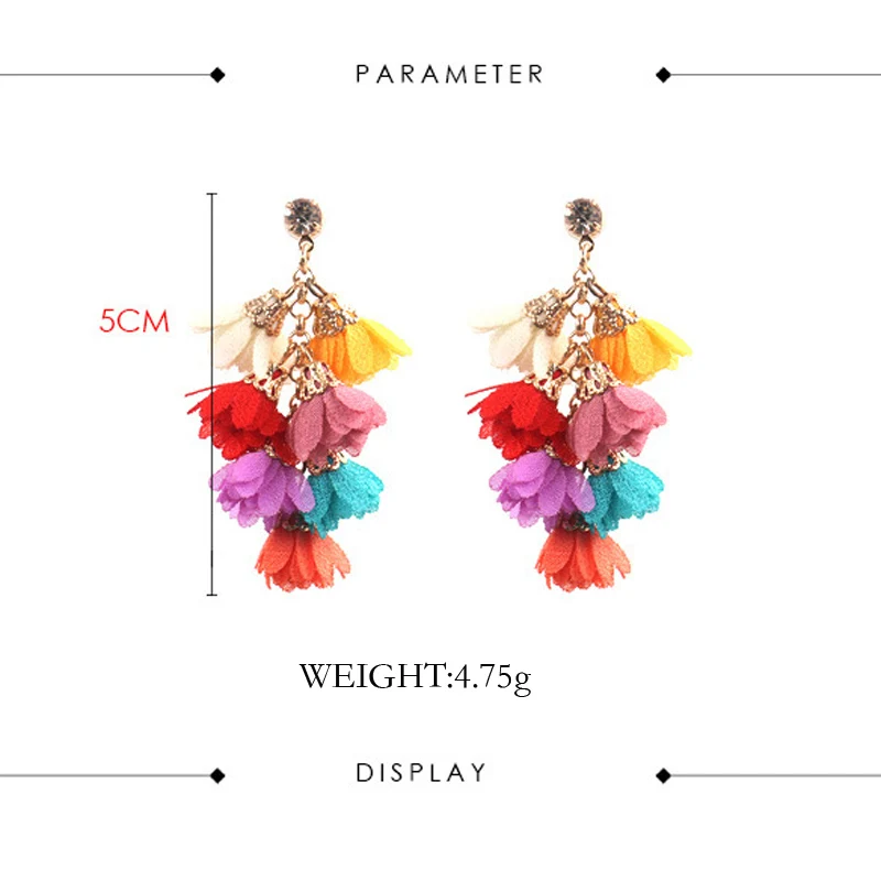 Винтажные длинные висячие серьги с кисточками в богемном стиле красочные