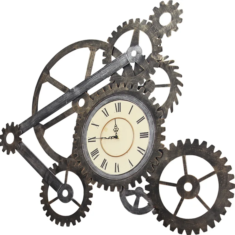 

Coffee Minimalist Industrial Gear Wall Clock Large Hotel Retro Wall Clock Industrial Kitchen Wall Art Wanduhr Home Decor BY50GZ
