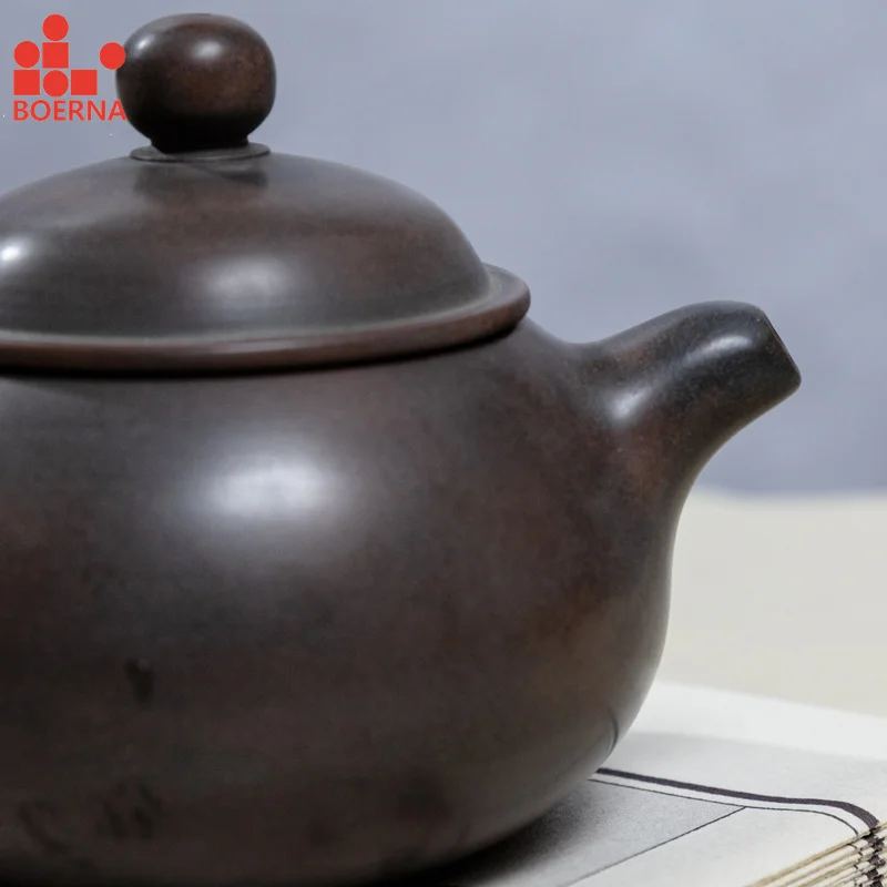 

BOERNA 80-110ml Nixing Teapot Filter Small Teapots Beauty Kettle Raw ore Nixing clay Handmade Tea Set Authentic for Puer Oolong