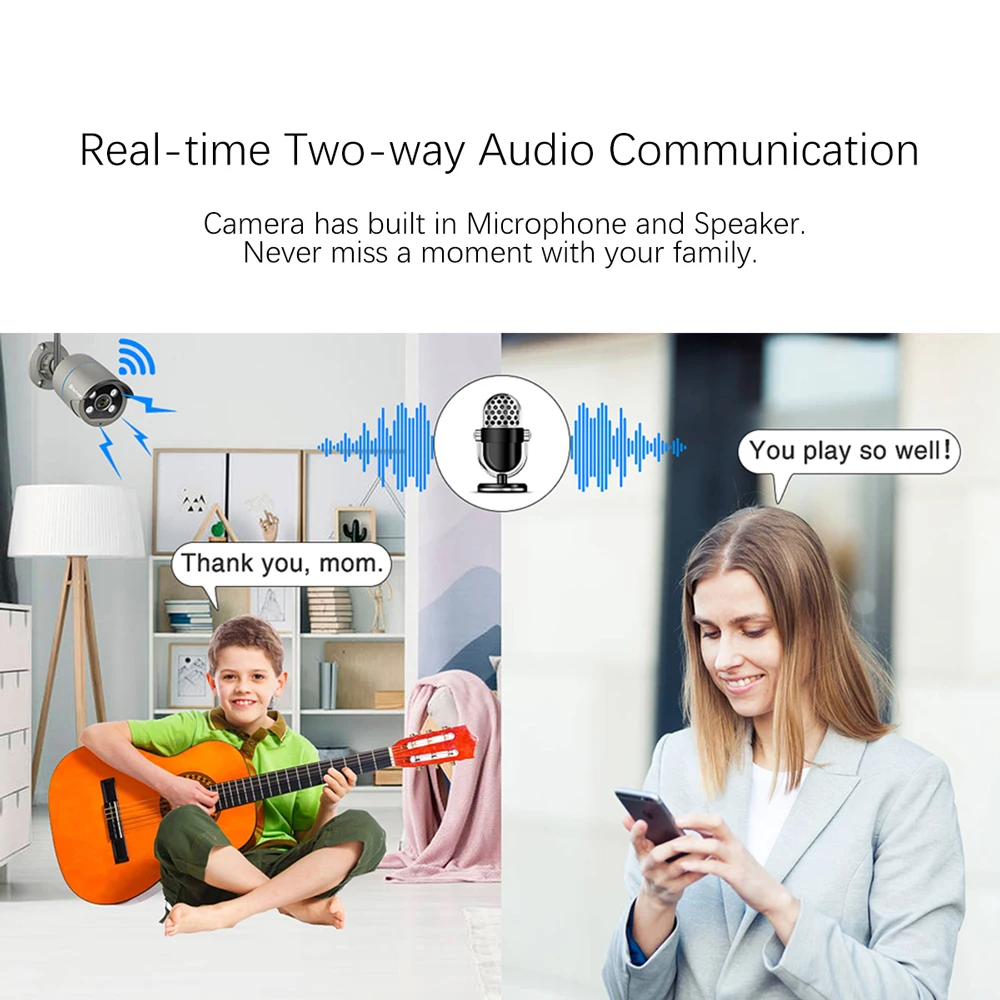 Беспроводная камера видеонаблюдения Techage 8 каналов 1080P 2 МП встроенный