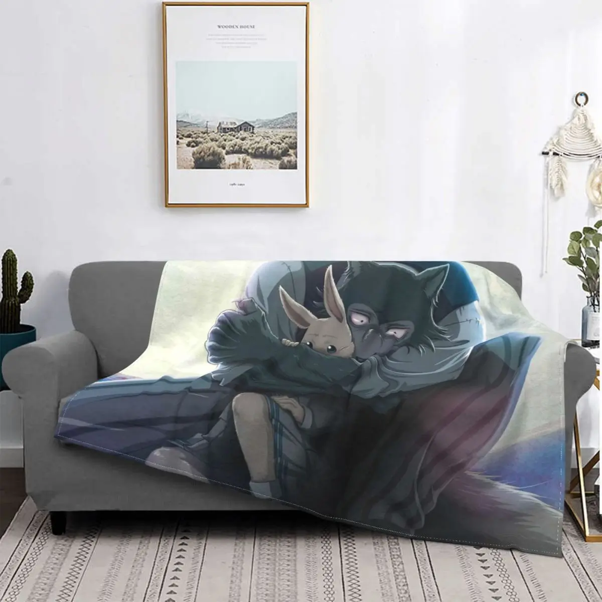 

Beastars Rokma animé Hug, mantas cálidas portátiles para la cama, de viaje