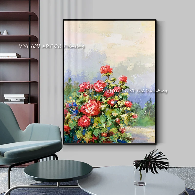 

The Hot Handmade Colorful Sunshine Flower Landscape Oil Paintings On Canvas New Wall Art Pictures For Home Decoration Artworks