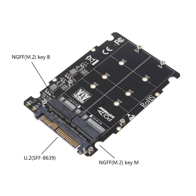 

M.2 SSD to U.2 Adapter 2 in 1 M.2 NVMe Key B/M NGFF SSD to PCI-e U.2 SFF-8639 Adapter PCIe M2 Converter Desktop Computer