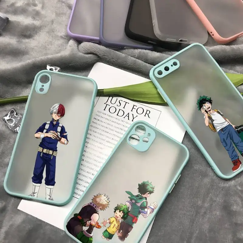 

my hero academia wallpaper Phone Case for iPhone 13 12 XS 11 pro max mini se2020 7 8 plus XR color blue matte transparent funda