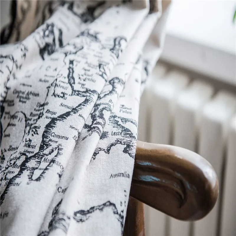 Занавески с рисунком в виде карты занавески кисточками затеняющие для гостиной