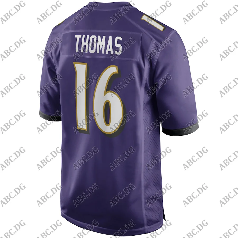 

Customized Stitch American Football Jersey Men Women Kid Youth Baltimore De'Anthony Thomas Purple Game Jersey
