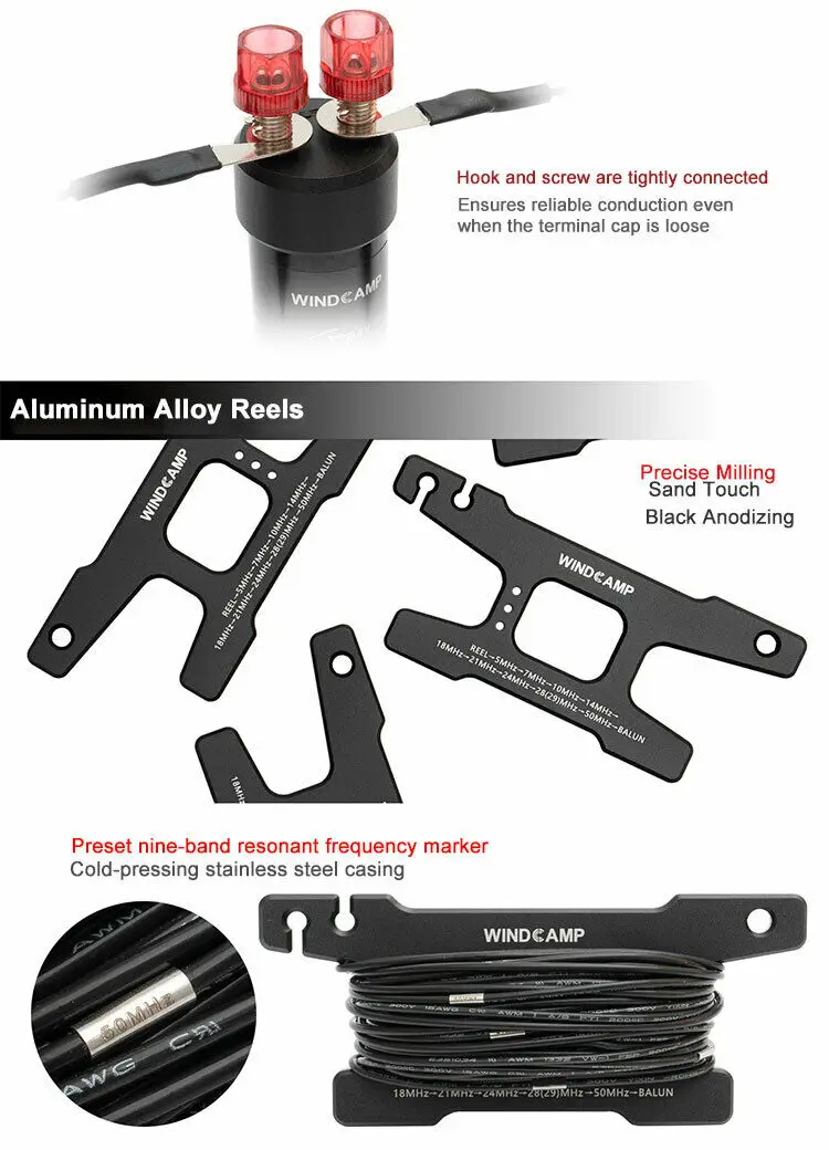 Последняя версия WINDCAMP 5-50 МГц регулируемая катушка дипольная антенна средняя
