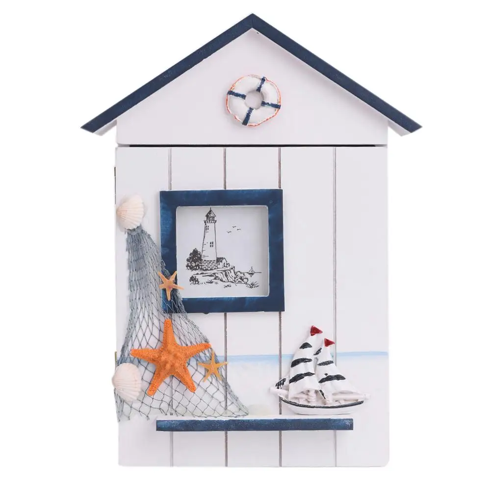 Деревянный ящик для ключей в средиземноморском стиле настенный органайзер