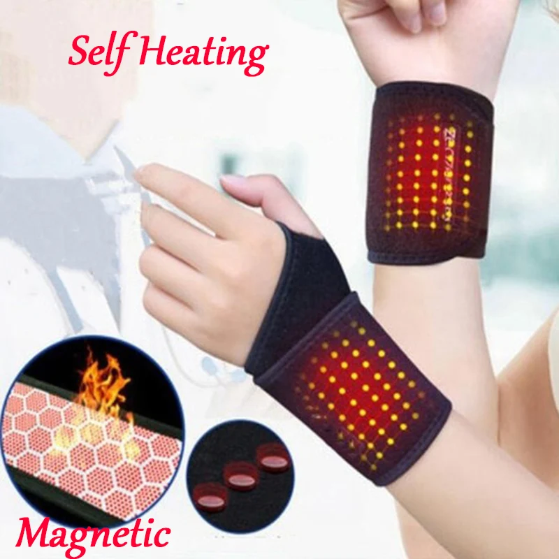 

1 пара Магнитная самонагревающийся браслет для терапии запястья подтяжки ремня для снятия боли при артрите
