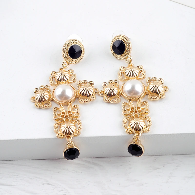 Женские сверкающие серьги кресты из полимерного камня модные ювелирные