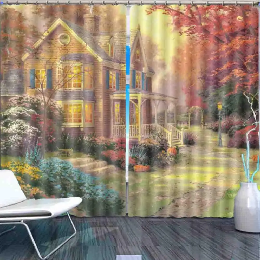 

Customize European Landscape Home Decor Curtains 3D Curtain Living Room Bedroom Blackout Stereoscopic Curtains