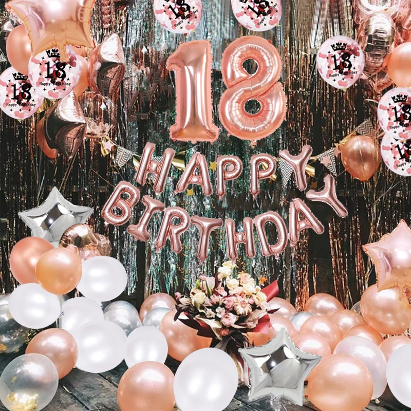 35 шт./компл. 18 День рождения украшения для девочек розовое золото скатерть 18th лет