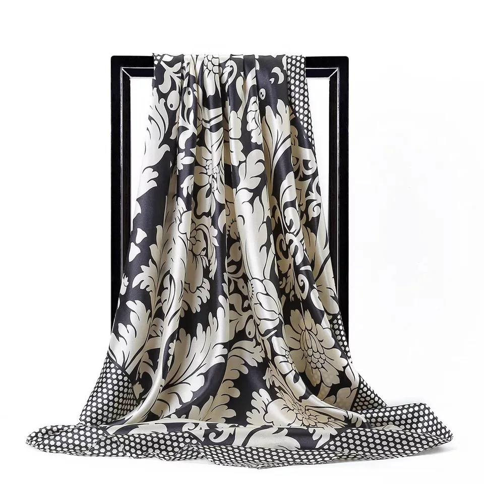 Женский шелковый шарф модный платок с цветочным принтом квадратный головной