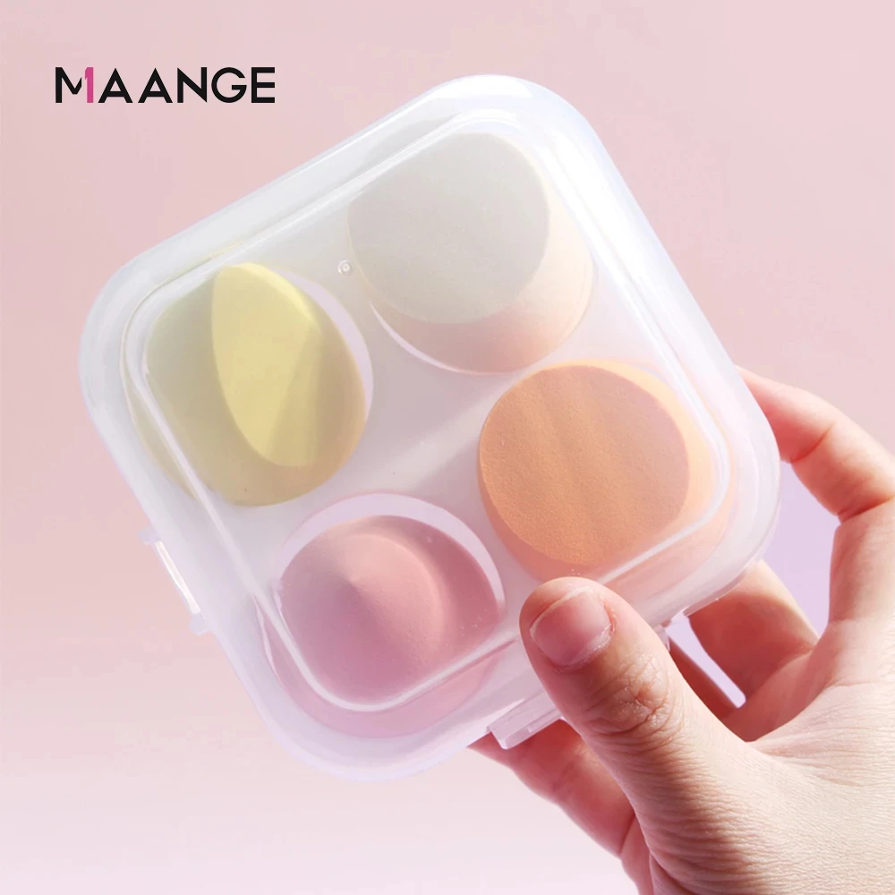 

MAANGE 4Pcs Makeup Sponge Set Blender Foundation Concealer Blending Powder Liquid Cream Make Up Puff Cosmetics Tools With Box