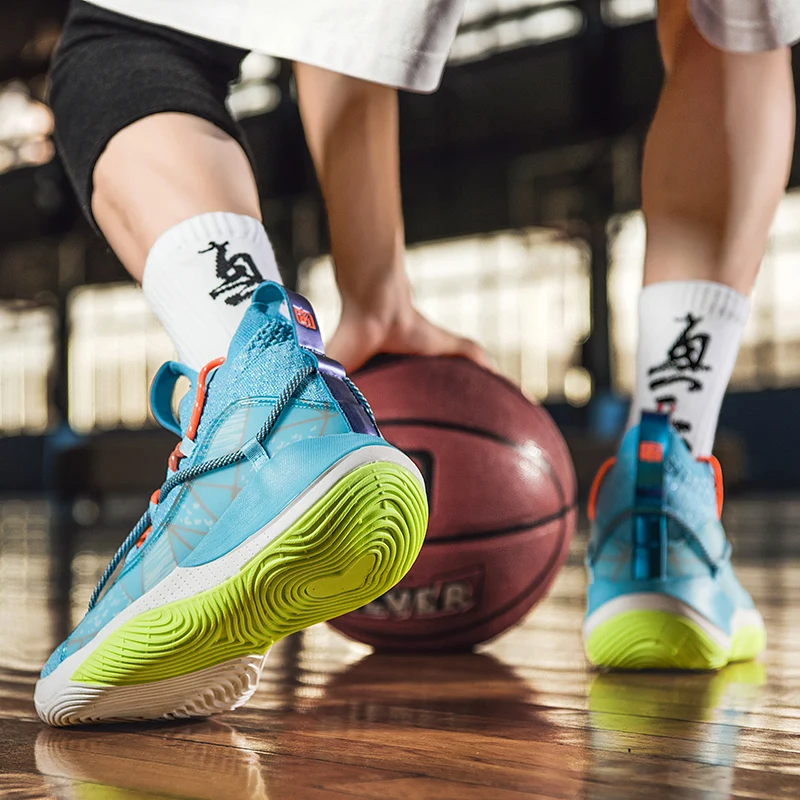 Профессиональные синие баскетбольные туфли для мужчин и женщин качественные