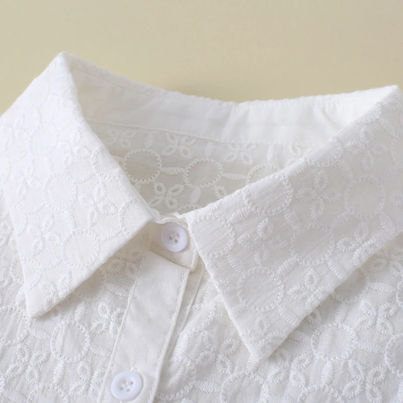 

Women White Detachable False Fake Collar Jacquard Leaves Circle Winter Sweater Decorative Ruffles Lapel Half-Shirt