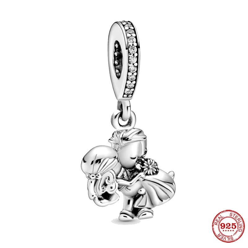 Best Sell 925 Sterling Silver Married Couple Lovers Dangle Charm Beads Fit Original Pandora Charm Bracelet Fine Jewelry Gift