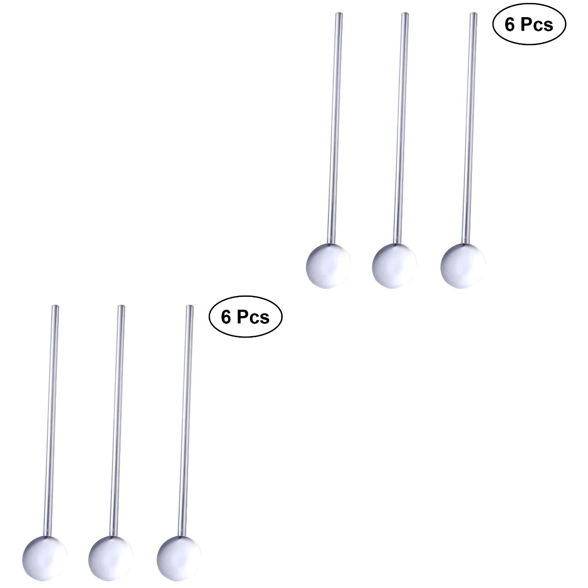 12 Pcs /Pack Stainless Steel Round Shape Metal Drinking Spoon Straw Reusable Straws Cocktail Spoons Set | Дом и сад