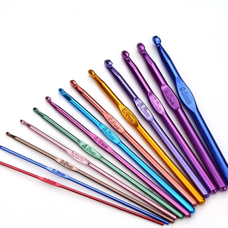 

14 Sise/Set Crochet Hook Set Knitting Needles Sewing Tools Set Knit Gauge Scissors Colorful Handle Alumina Crochet Needles DIY
