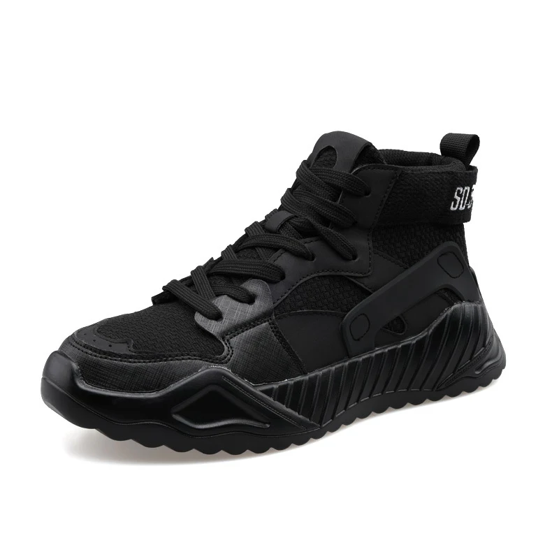 Autumn Winter Casual Shoes For Men Origina High Top Pu Leather Shoe Gray Young Footwear Designer Thick Soled | Обувь