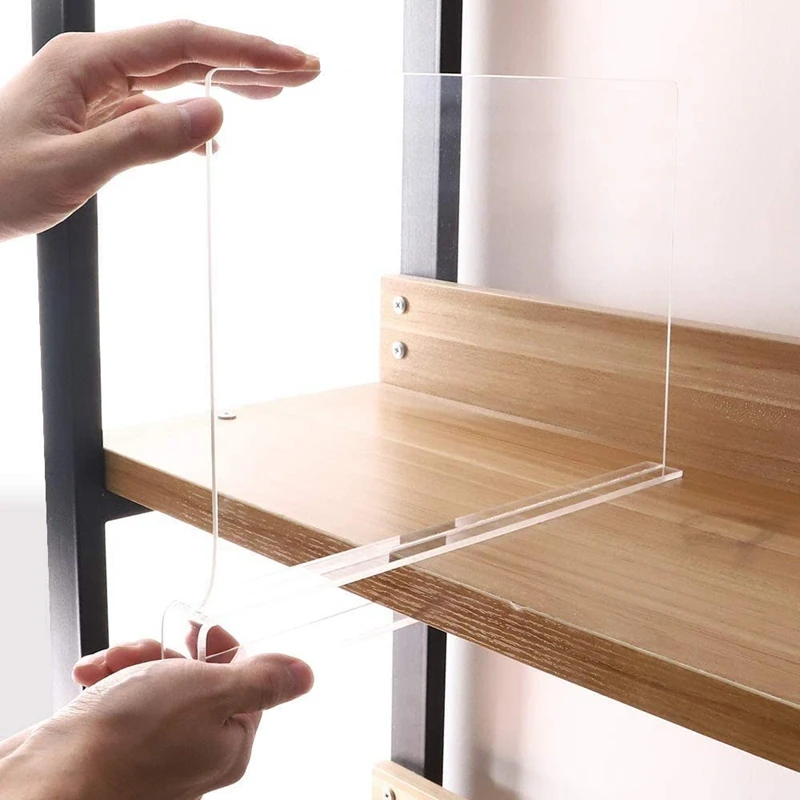 

6 Pack Clear Acrylic Shelf Dividers For Closet, Wood Closets Shelf Separator and Organizer, For Kitchen Cabinets