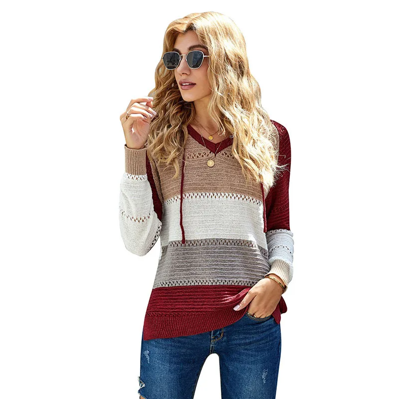 

Fashion Hoodies and Sweatshirt Women Autumn Winter Knitted Pullover Top Long Sleeve Hooded Sweater Elegant Ladies Streetwear