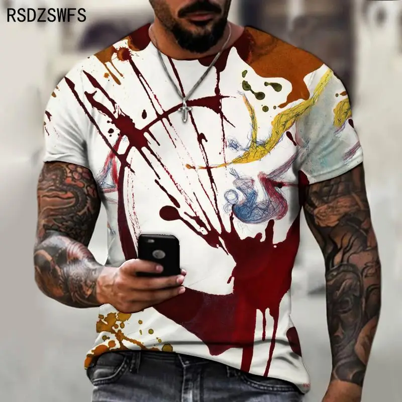 Мужская футболка с коротким рукавом и 3D-принтом в европейском стиле | одежда