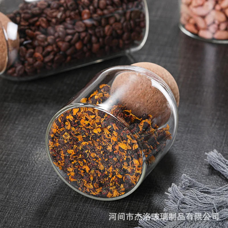 

Transparent Lead-Free Glass Sealed Can Storage Tank Food Grains Storage Jar Creative Round Cork Tea Containers Kitchen Storage