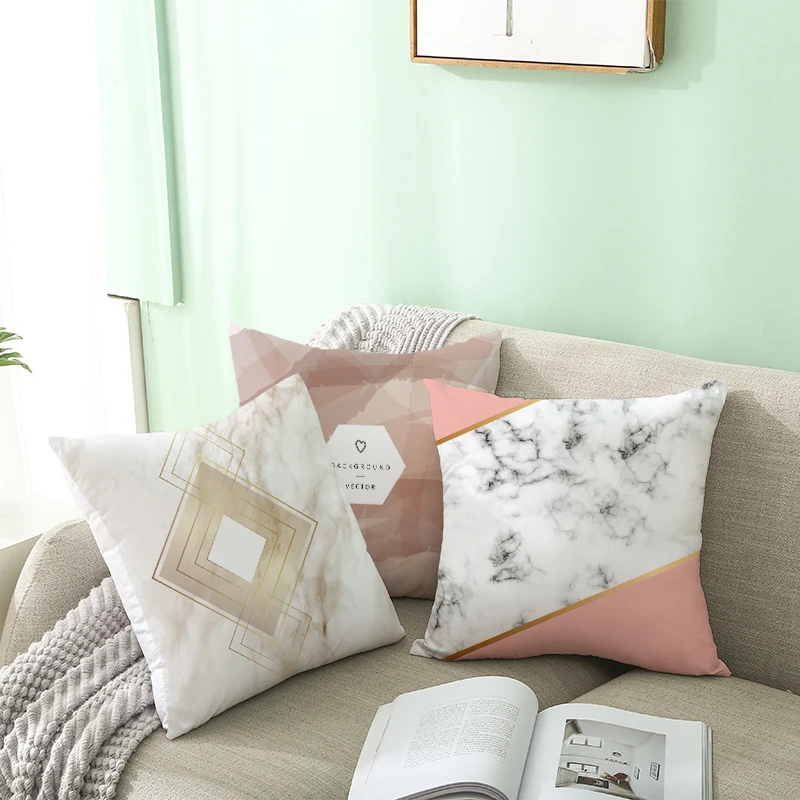 

FANLUS Brief Marble Geometric Sofa Decorative Cushion Cover Pillow Pillowcase Polyester 45*45 Throw Pillow Home Decor