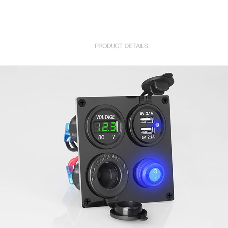 

Car Charger Dual USB Adapter 12V Power Socket LED Voltmeter with Power Switch