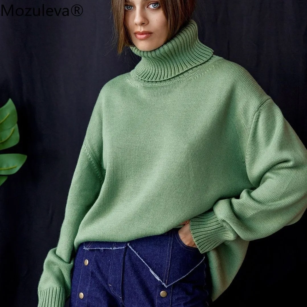 2021 Autumn/Winter Women's Solid Color Turn Classic Knitted Casual Sweater Korean Fashion Women Turtleneck Sweaters | Женская одежда