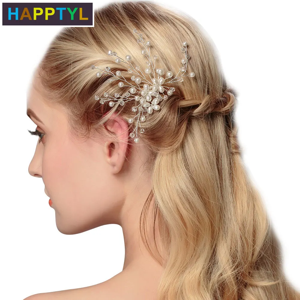 HAPPTYL ручной работы свадебные заколки для волос кристаллы девушек свадебной