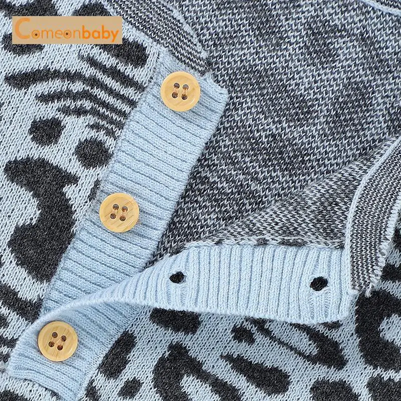 

Baby Leopard Romper Cotton Autumn Fashion Long Sleeve Girl Boy Clothes Cute Winter Baby Knitted Jumpsuit