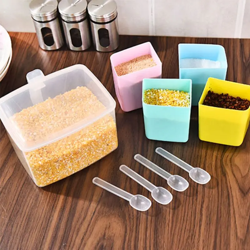 

3/4 Grid Storage Seasoning Boxes Condiment Container Spices Canister Kitchen Utensils