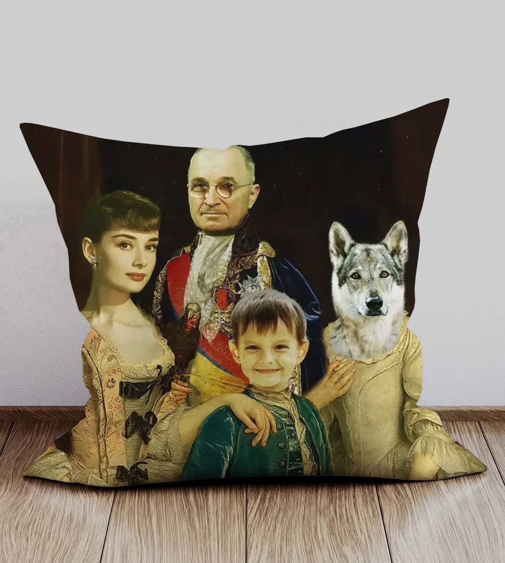 European Retro Vintage Family Portraits Cushion Covers Home Sofa Couch Decorative Linen Pillow Case | Дом и сад