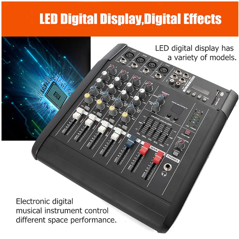Профессиональный звуковой микшер с USB DJ микшерная консоль MP3 Jack 4 канала караоке