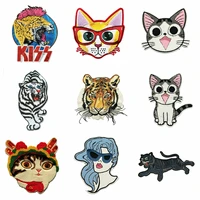 diy large embroidery big tiger lion cats leopard animal cartoon patches for clothing qr 2