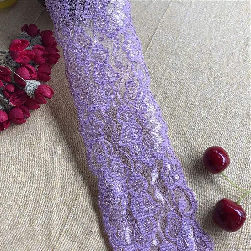 Lavender 1 Meter S1960 8cm DIY Handmade Hair Decoration Wide Elastic Lace Ribbon Stretch Trimmings Wedding Dress Skirt | Дом и сад