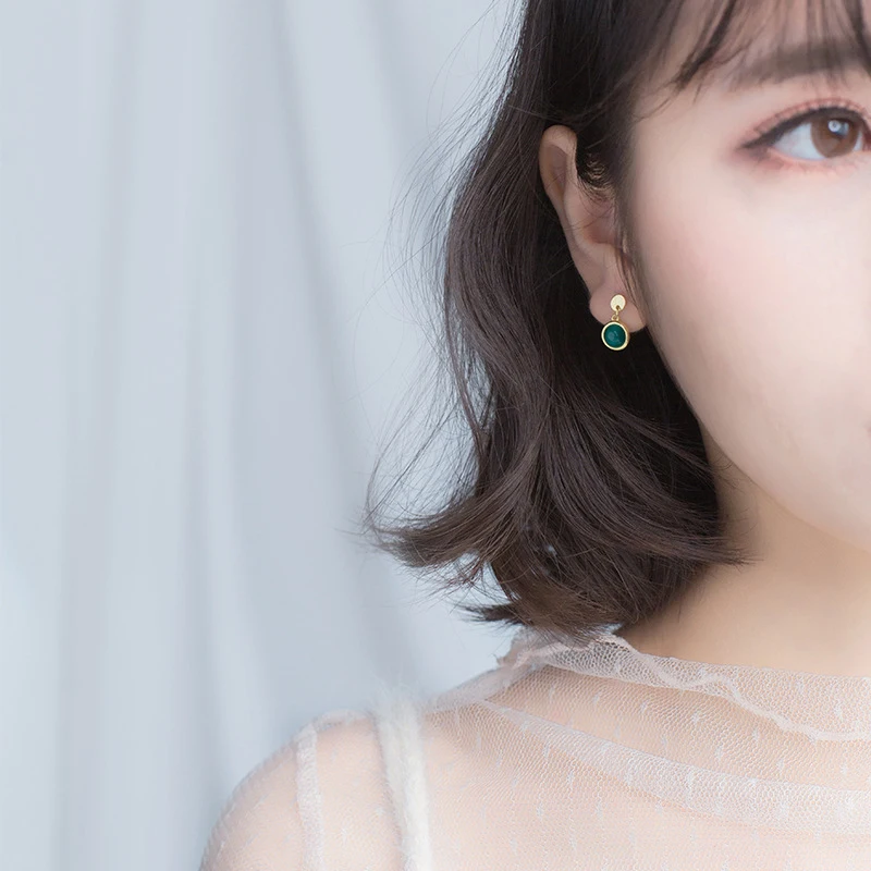 Colusiwei элегантные серьги-гвоздики из натурального зеленого опала для женщин 925