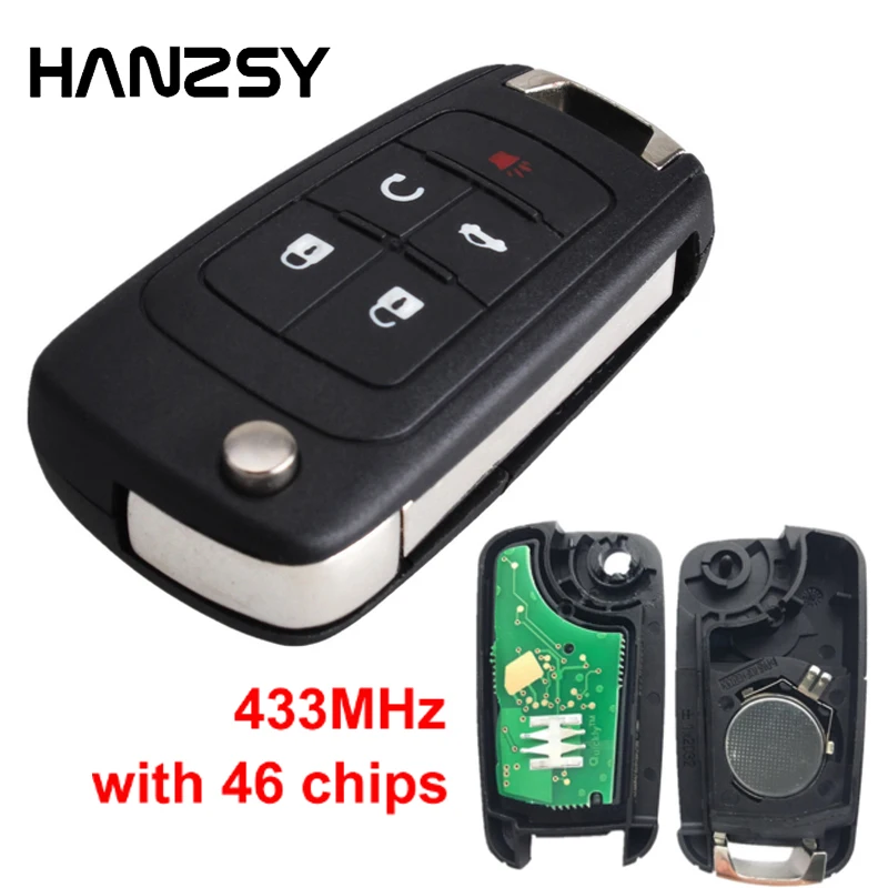 

5 Buttons car auto Flip folding Remote Keys for CHEVROLET Malibu Cruze Aveo Spark Sail with ID46 chips 433MHz HU100 Blade Uncut