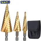 Набор ступенчатых сверл по дереву, набор спиральных твердосплавных насадок из быстрорежущей стали с канавками, 4-122032 мм, для деревообработки
