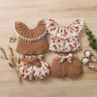 * Детская одежда для девочек, одежда для маленьких девочек, топы без рукавов с фотографическим рисунком и шорты, наряды, одежда для маленьких девочек