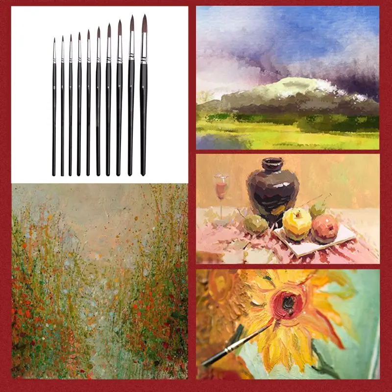 Кисть для гуаши с беличьей шерстью кисточка акварели светильник й головкой