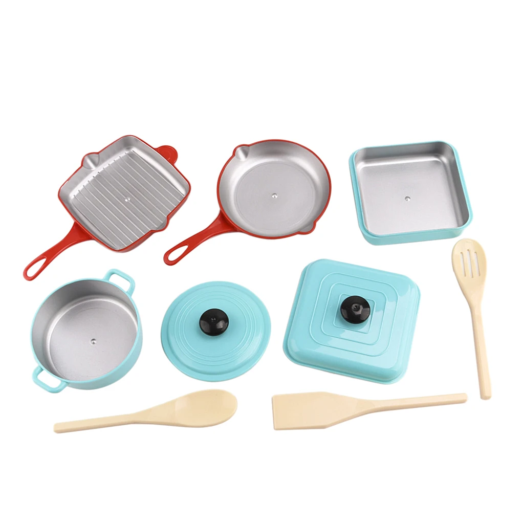 

9-piece Kitchen Cooking Tools Pot Pans Pretend Role Play Toys For Boys Girls