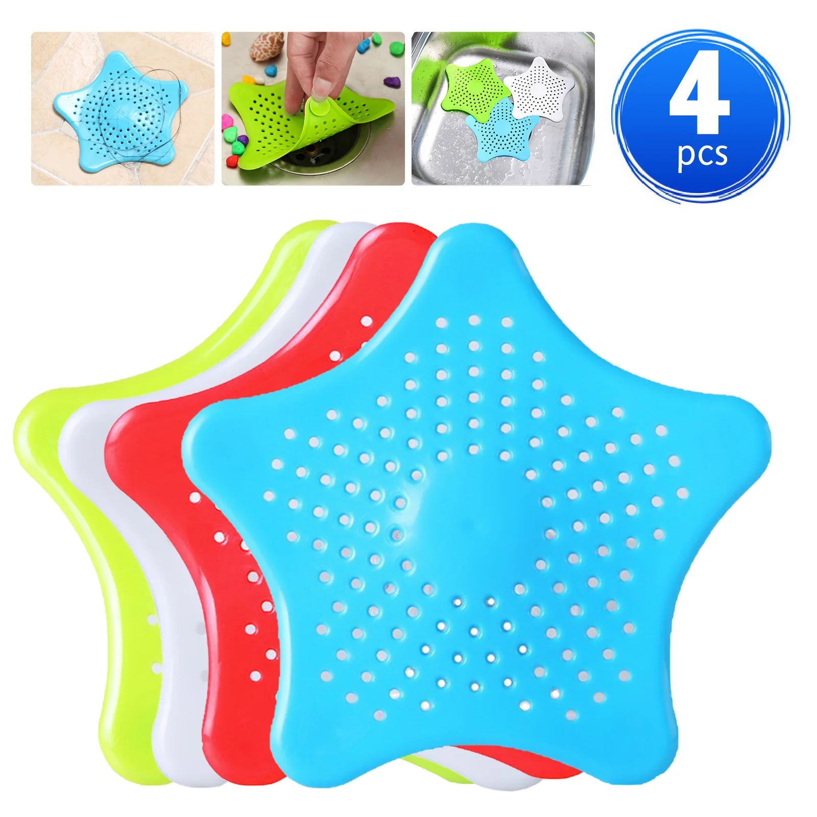 

4pcs Bathroom Floor Drain Hair Catcher Silicone Hair Stopper Floor Drain Covers Sink Drain for Bathroom Bathtub Kitchen