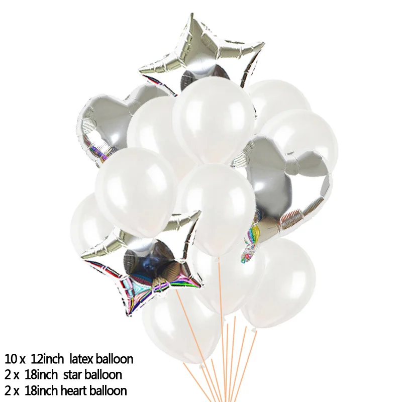 14pcs/set Clear Confetti Latex Balloons Set Star Heart Shape Foil Balloon Birthday Party Decoration Kids Baby Shower Supplies