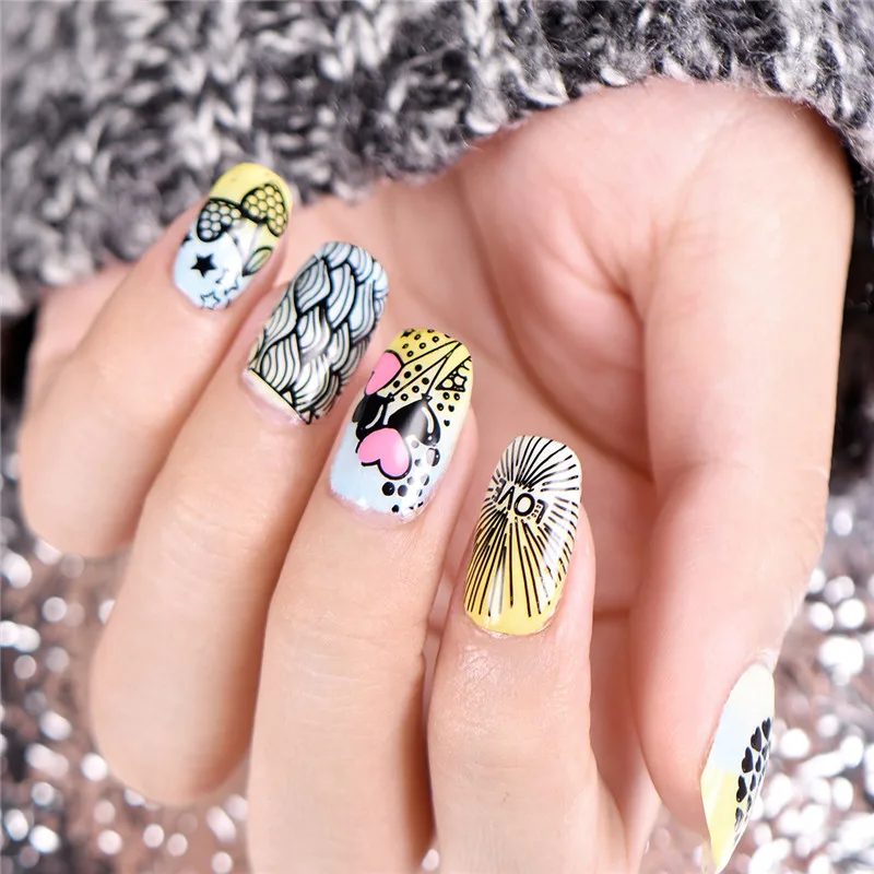

BeautyBigBang Nail Stamping Plates For Nail Art Polish Rose Flower Love Image Valentine's Day Stamping Template
