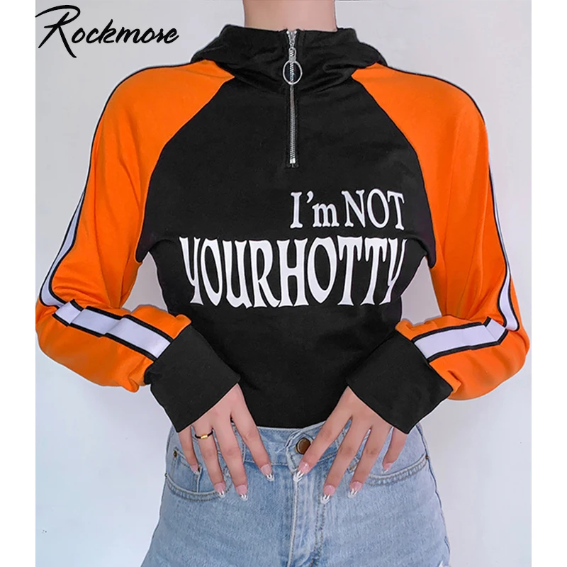 Женские толстовки на молнии Rockmore Harajuku уличная толстовка с буквенным принтом
