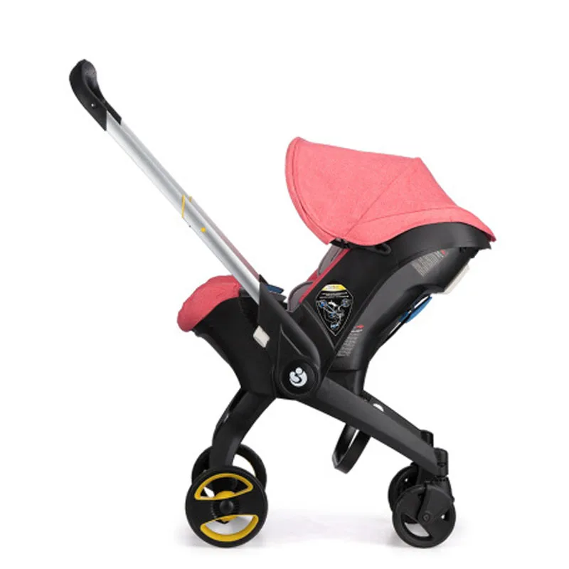 Pink Корзина для сна для новорожденных 4 в 1, коляска из алюминиевого сплава для новорожденных, складная переносная коляска для бега с автокреслом - Цвет: Pink