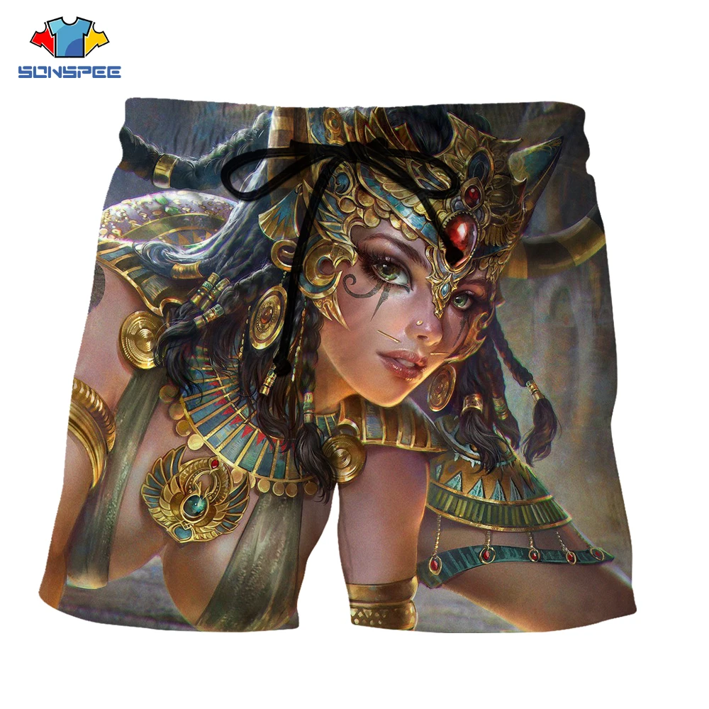 

SONSPEE Summer Beach Men 3d Print Anime Goddness Board Shorts Mens Swimming Shorts Party Unisex Fashion Casual Shorts